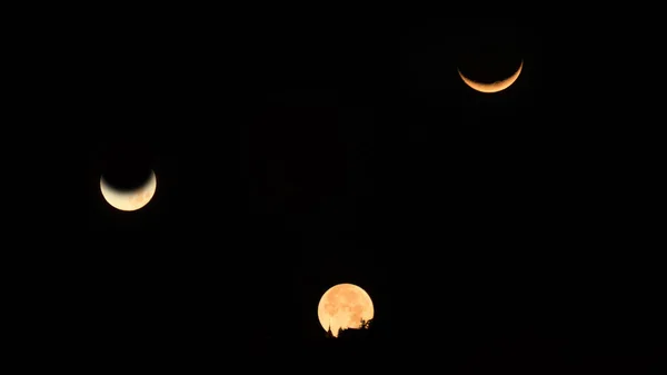 Tre moonset al tempio pagoda buddismo — Foto Stock