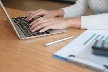 businesswoman freelancer working with computer. startup woman an