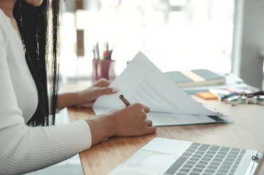 businesswoman working with document. startup woman analyzing dat