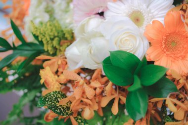 Dekorasyon için portakal çiçeği buketi. Dekorasyon için gerbera gülü