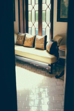 pillow on sofa couch in living room. home interior