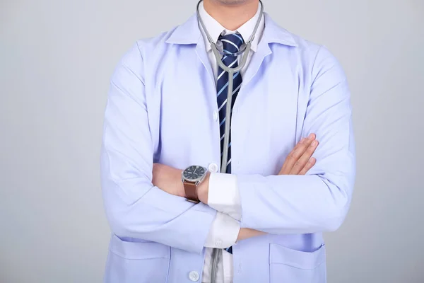 Medico Specialista Con Stetoscopio Sfondo Bianco Medicina Medico Professionale Concetto — Foto Stock