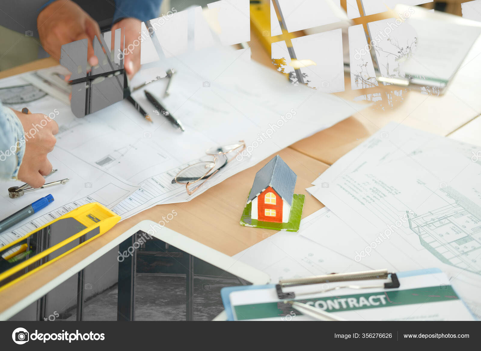 Architect Engineer Interior Designer Team Working Discussing House Blueprint Real Stock Photo Image By C Psisaa 356276626