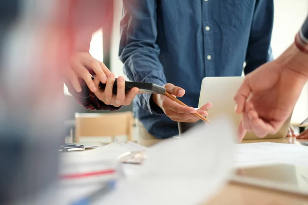Architect Engineer Interior Designer Team Working Discussing On House Blueprint Of Real Estate Project In Meeting Building Construction Teamwork Concept Srchitect Office Stock Photo 355603990