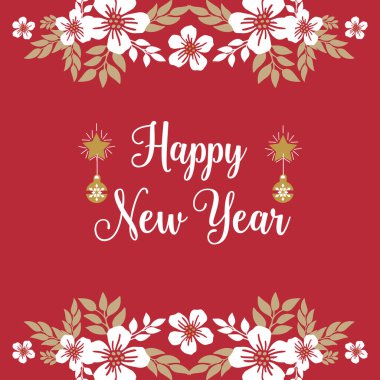 Kutlama kartı ya da davetiye kartı, mutlu yıllar için, eski yaprak desenli çiçek çerçeveli. Vektör