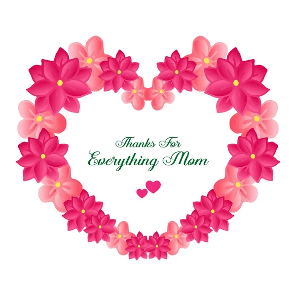Lindo fondo marco de flores de color rosa, para la tarjeta de felicitación gracias por todo mamá. Vector — Vector de stock