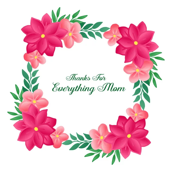 海报感谢妈妈的一切,用老式粉红花框装饰. B.病媒 — 图库矢量图片