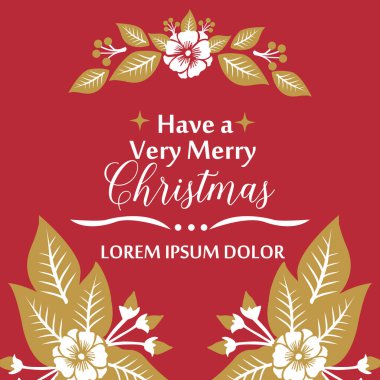 Çok mutlu noellerin tebrik kartı için bir mesaj, yapraklı çiçek çerçeveli duvar kağıdı. Vektör