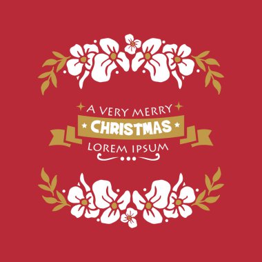 Zarif beyaz çelenk çerçeveli çok mutlu noellerin eşsiz bayrağı. Vektör