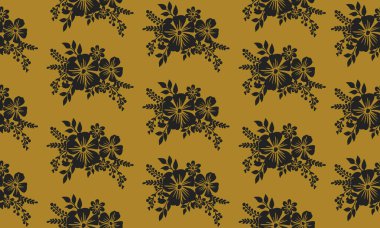 Zarif altın arkaplan, stil tasarımı siyah çiçek çerçevesi.