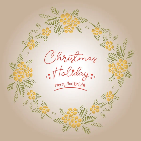 Tekst kartki powitalnej świąt Bożego Narodzenia, z dekoracją ramki wieńcowej. Wektor — Wektor stockowy