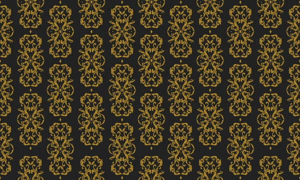 Patrón floral dorado sin costuras con fondo negro . — Archivo Imágenes Vectoriales