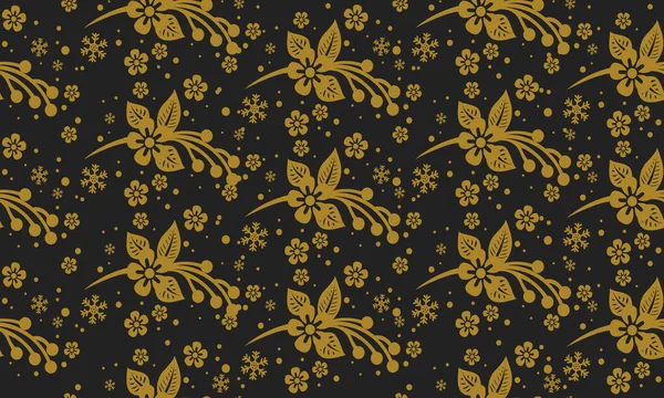Vintage patrón inconsútil adornado floral, aislado sobre fondo negro . — Archivo Imágenes Vectoriales