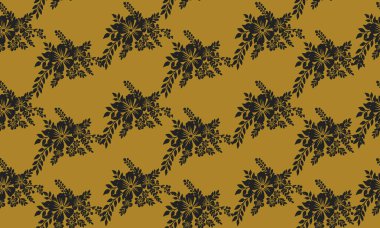 Çiçek desenli arkaplan kavramı, kara yaprak çiçek çerçevesi.