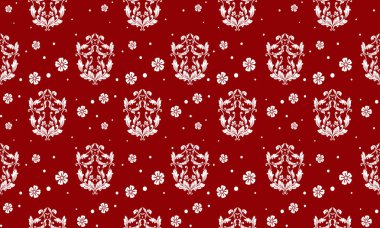 Güzel yaprak çiçeği, kırmızı arkaplanda izole edilmiş..