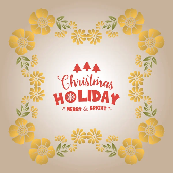 Caligrafia de férias de Natal, com desenho de estilo de moldura de flor de folha. Vetor — Vetor de Stock