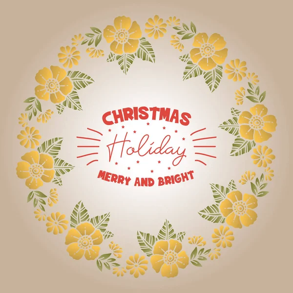 Poster élément vacances de Noël, avec texture ornée de cadre de fleur de feuille. Vecteur — Image vectorielle