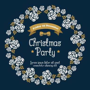 Zarif yaprak desenli yılbaşı partisinin afiş şablonu. Vektör