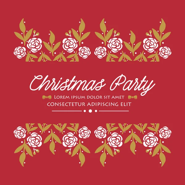 Modern poster christmas party, with motif of leaf flower frame. Vector — Stock Vector