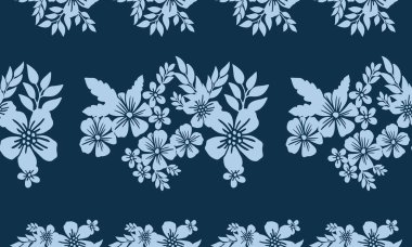 Koyu mavi renk soyut arkaplan, yaprak çiçeği açık mavi motifi.