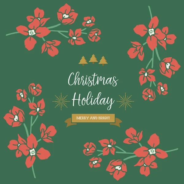Conception de motif de carte de vacances de Noël, avec belle fleur orange cadre art. Vecteur — Image vectorielle
