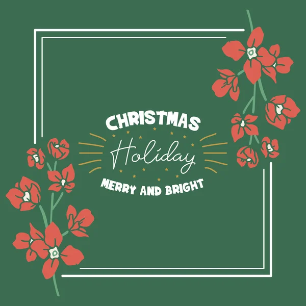 美しいオレンジの花のフレームアートとクリスマス休暇のカードパターンデザイン。ベクトル — ストックベクタ
