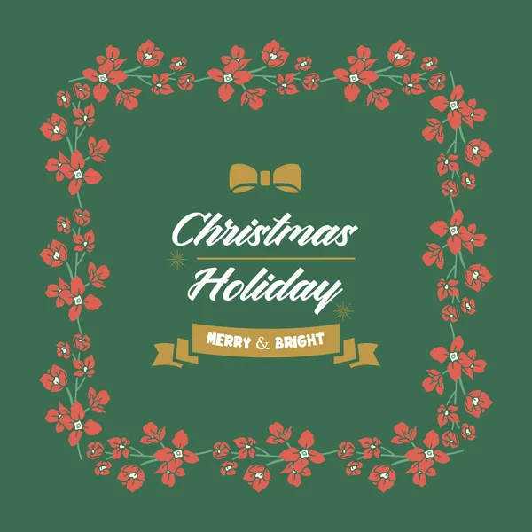 Modèle de bannière de vacances de Noël, avec décor moderne de cadre de fleur orange. Vecteur — Image vectorielle