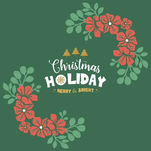 Bannière moderne vacances de Noël, avec caractéristique de cadre de fleur de feuille. Vecteur — Image vectorielle