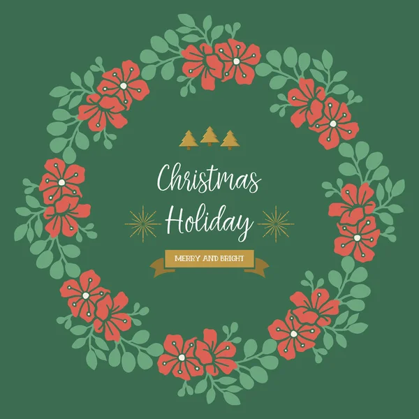 Place for text, christmas holiday, with graphic leaf flower frame style. Vector — Stock Vector
