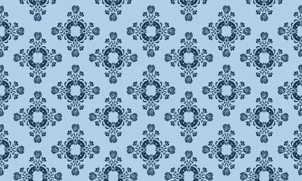 Patrón floral adornado sobre un fondo azul claro . — Vector de stock
