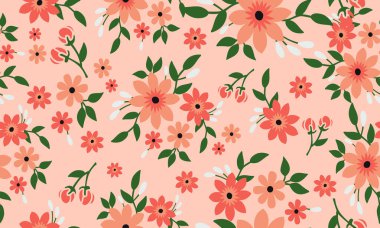 Güzel, pürüzsüz çiçek deseni, süslü, şeftali rengi çiçek..