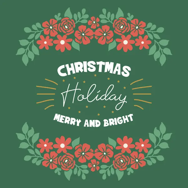 Banner lettering of christmas holiday, with ornate pattern of orange flower frame. Vector — Stock Vector