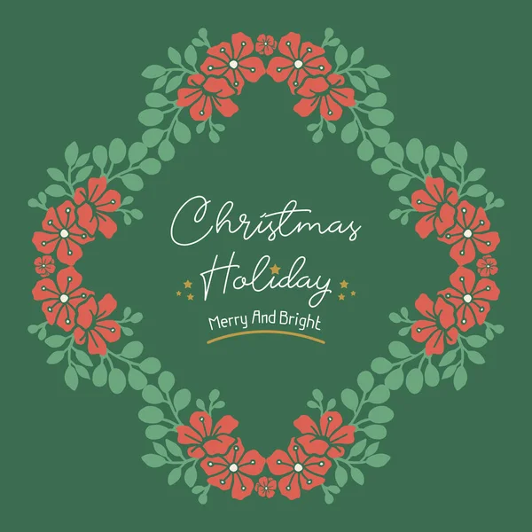 Bordure sans couture de cadre de fleur feuillue verte, pour le texte des vacances de Noël. Vecteur — Image vectorielle