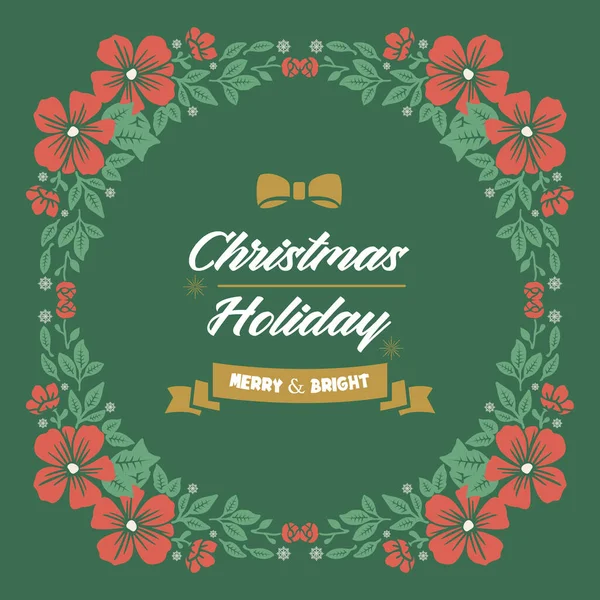 Décoration de carte de collection vacances de Noël, avec décor moderne de cadre de fleur orange. Vecteur — Image vectorielle