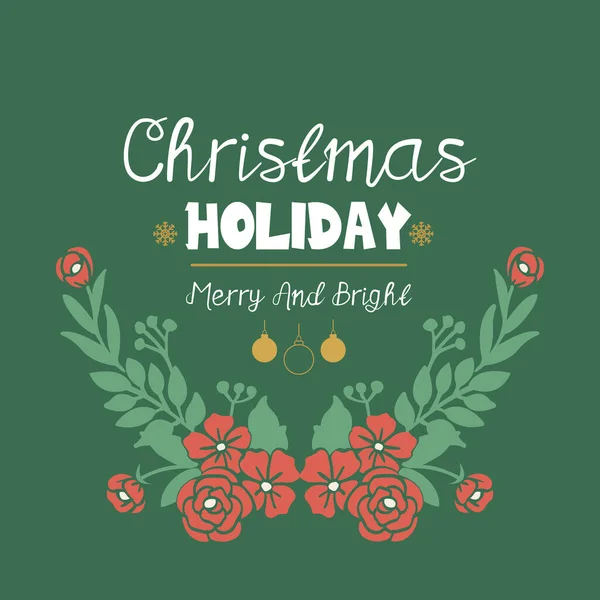 Σχεδιασμός προτύπου χριστουγεννιάτικες διακοπές, με κομψό πράσινο φυλλώδες μοτίβο πλαίσιο λουλουδιών. Διάνυσμα — Διανυσματικό Αρχείο