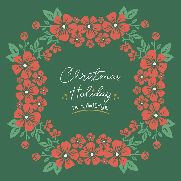 Card decoration of christmas holiday, with beautiful vintage orange flower frame. Vector — Stock Vector