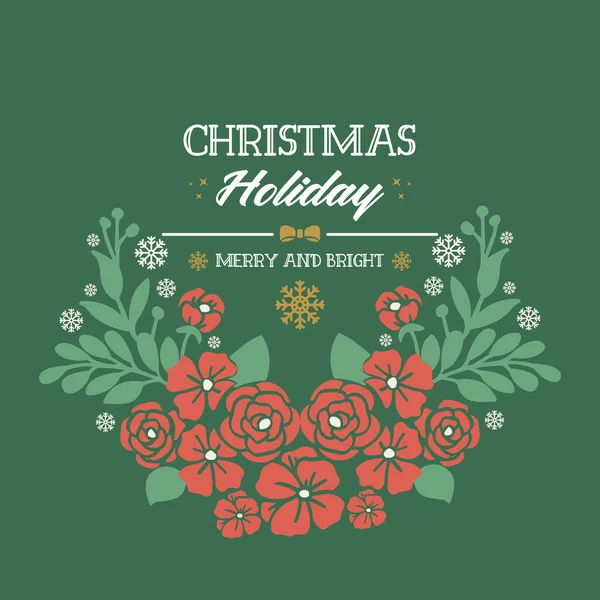 Diseño perfecto del marco floral de la hoja, para el elemento de la tarjeta de felicitación de vacaciones de Navidad. Vector — Archivo Imágenes Vectoriales
