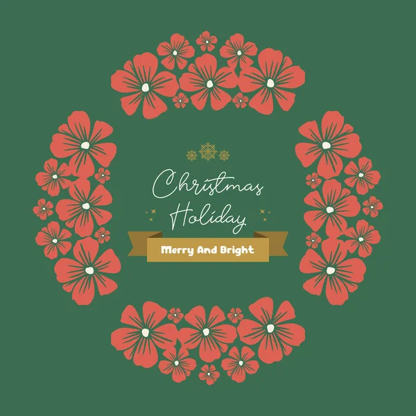 Carte d'ornement vacances de Noël, avec élément de motif de cadre de fleur orange. Vecteur — Image vectorielle