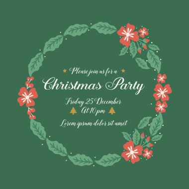 Yaprakların çiçek desenlerinin güzelliğiyle süslenmiş noel partisi. Vektör