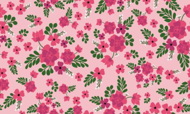 Açık pembe arkaplanda kusursuz desen, soyut yaprak çiçeği.