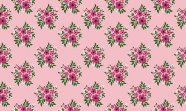 Güzel pembe arka plan, motif koyu pembe gül çerçevesi. Vektör