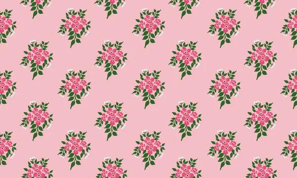 Bela borda floral, isolado em fundo rosa brilhante . — Vetor de Stock