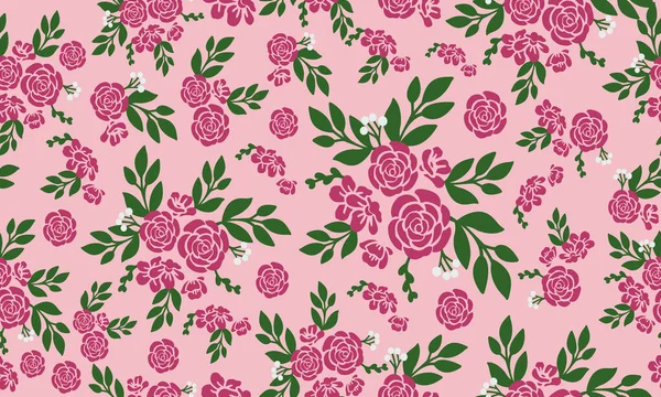 Obra de arte de flor rosa, fondo de pantalla de fondo de patrón floral . — Archivo Imágenes Vectoriales