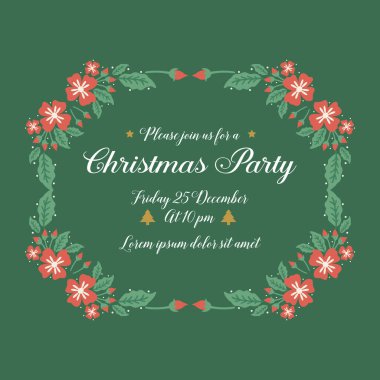 Kusursuz yapraksız çiçek desenli Noel partisinin poster şablonu. Vektör