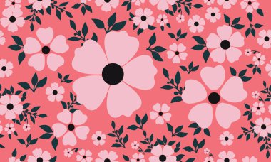 Kusursuz çiçek deseni ve arka planda yaprak çiçeği..