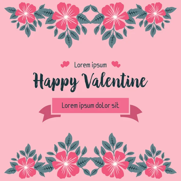 Schriftzug vom Valentinstag, mit rosa Blumenrahmen. Vektor — Stockvektor