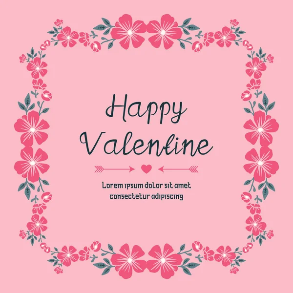 Space for text, happy valentine day, with shape art of leaf flower frame. Vector — Stock Vector