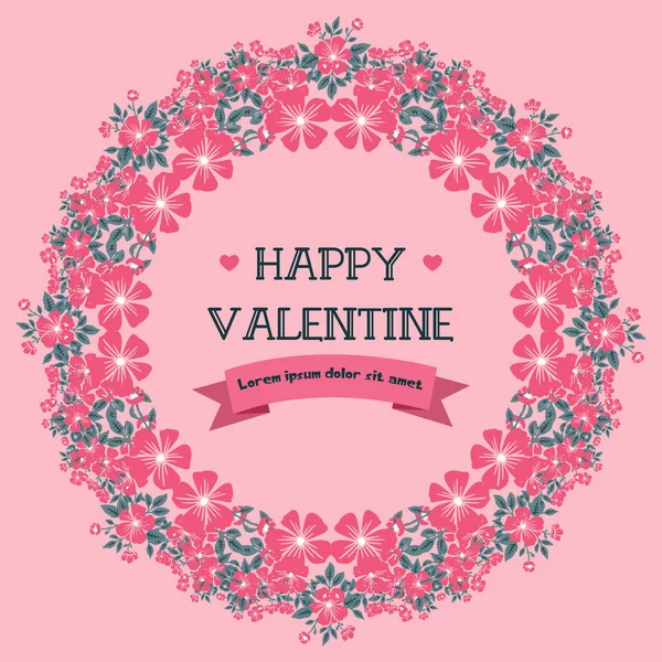 Card concept of valentine day, with leaf flower frame, isolated on pink background. Vector — Stock Vector