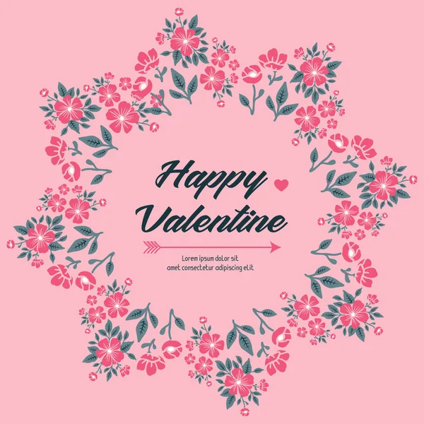 Space for text, happy valentine day, with shape art of leaf flower frame. Vector — Stock Vector