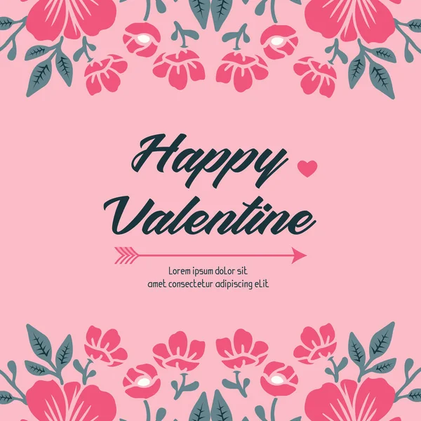 Plakat Valentinstag, mit Dekoration von rosa Blumenrahmen blüht. Vektor — Stockvektor
